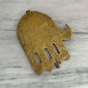Antique | Judaica Khamsa Hand Of Fatima Brass Moroccon Islam Bohemian Decoration